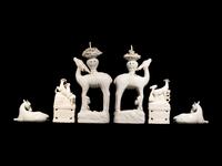 Three Pairs of Chinese Dehua Blanc-de-Chine Porcelain Figures of Animals
