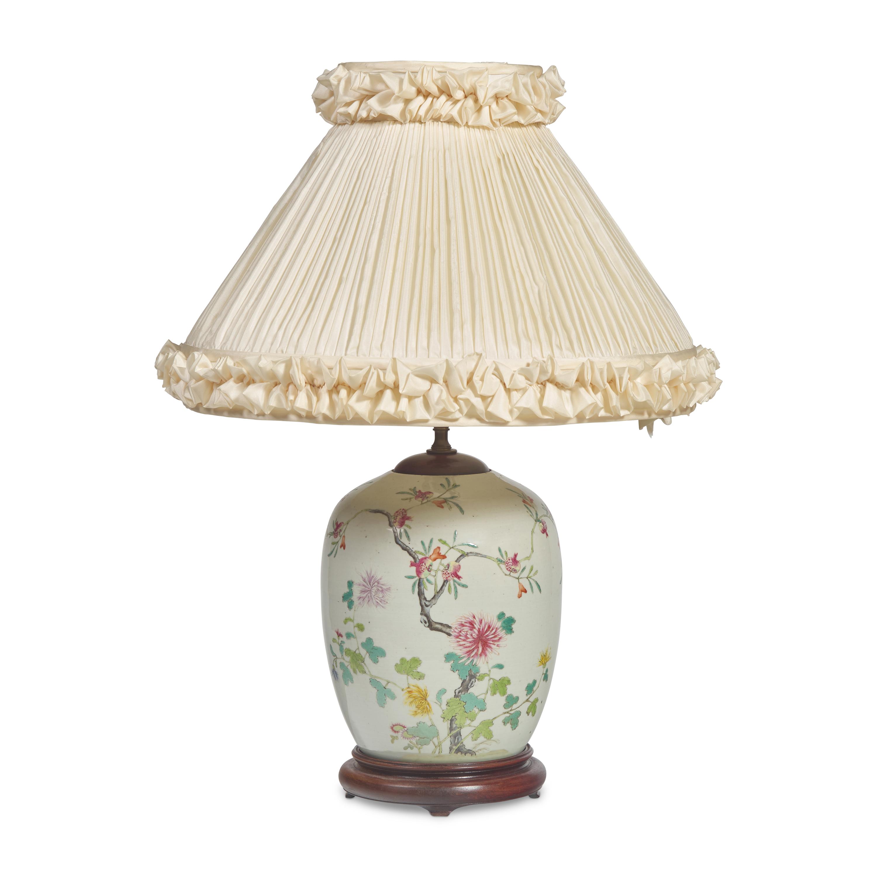 A Chinese Porcelain Famille Rose Ginger Jar, Mounted as a Table Lamp