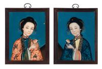 Two Chinese Reverse-Painted Glass Portraits