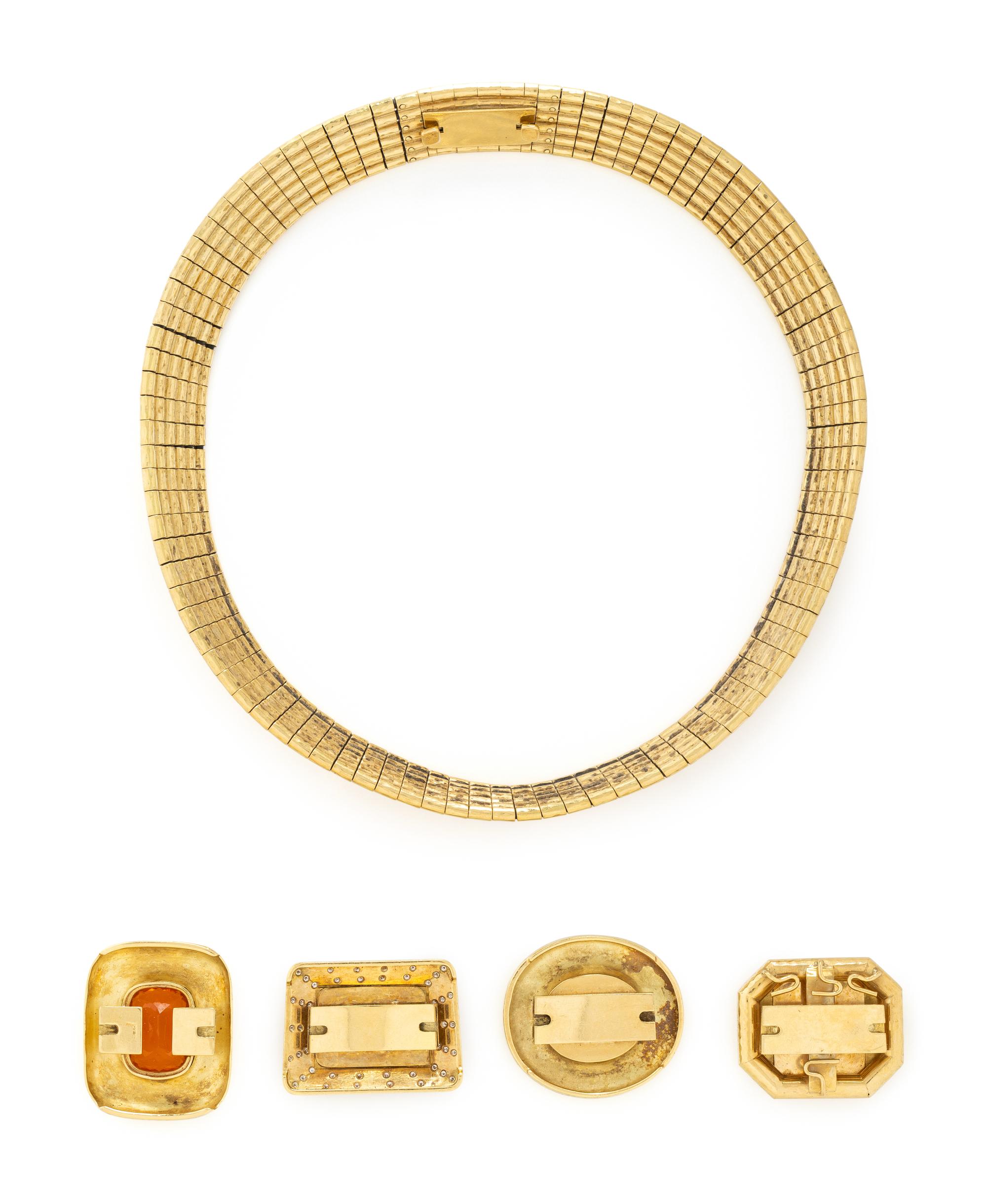 YELLOW GOLD NECKLACE WITH INTERCHANGEABLE MULTIGEM CLASPS