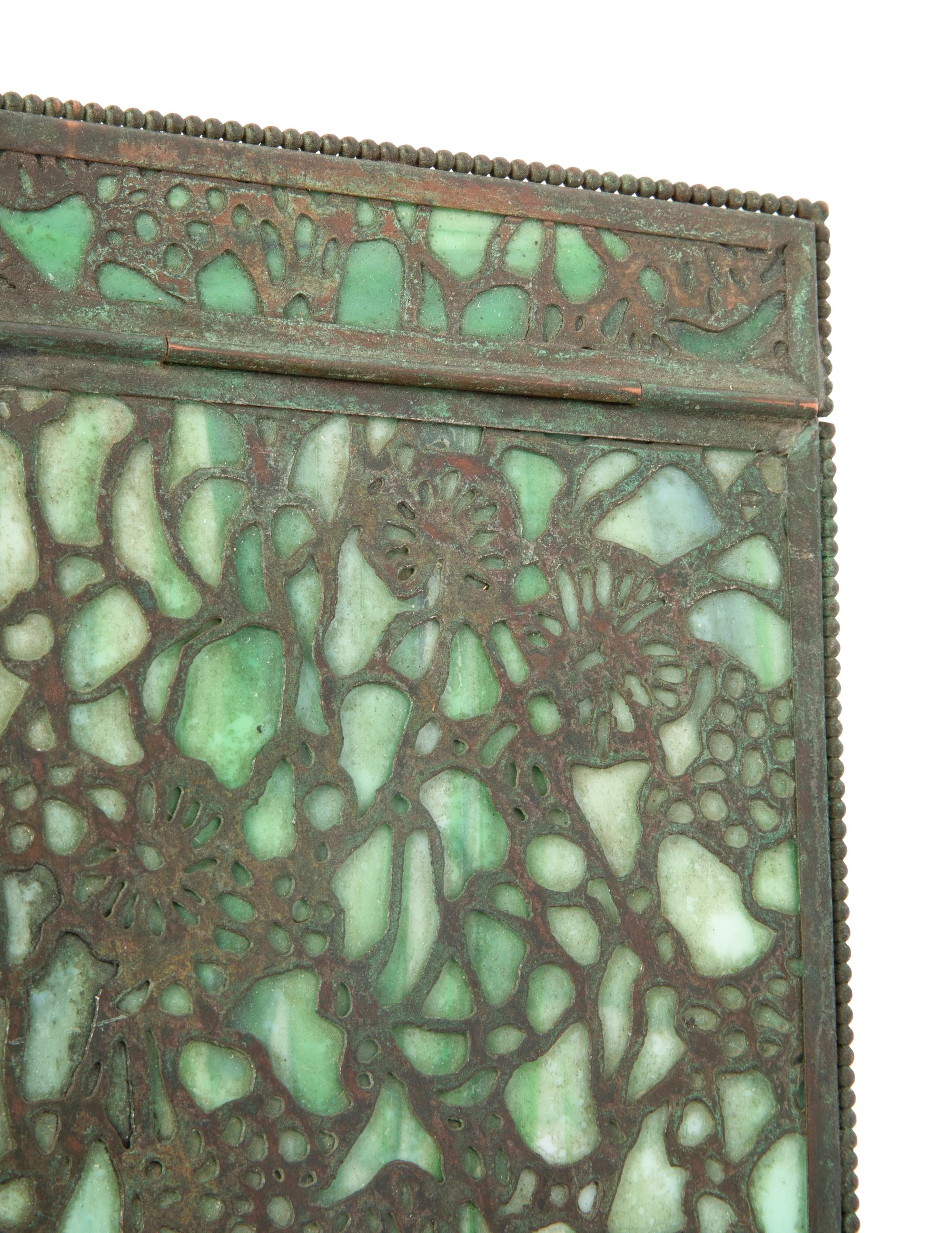 A Group of Arts and Crafts Style Bronze and Glass Desk Articles