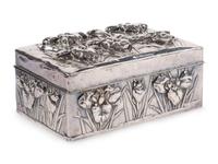 A Japanese Silver Table Box with Iris Flower Decoration