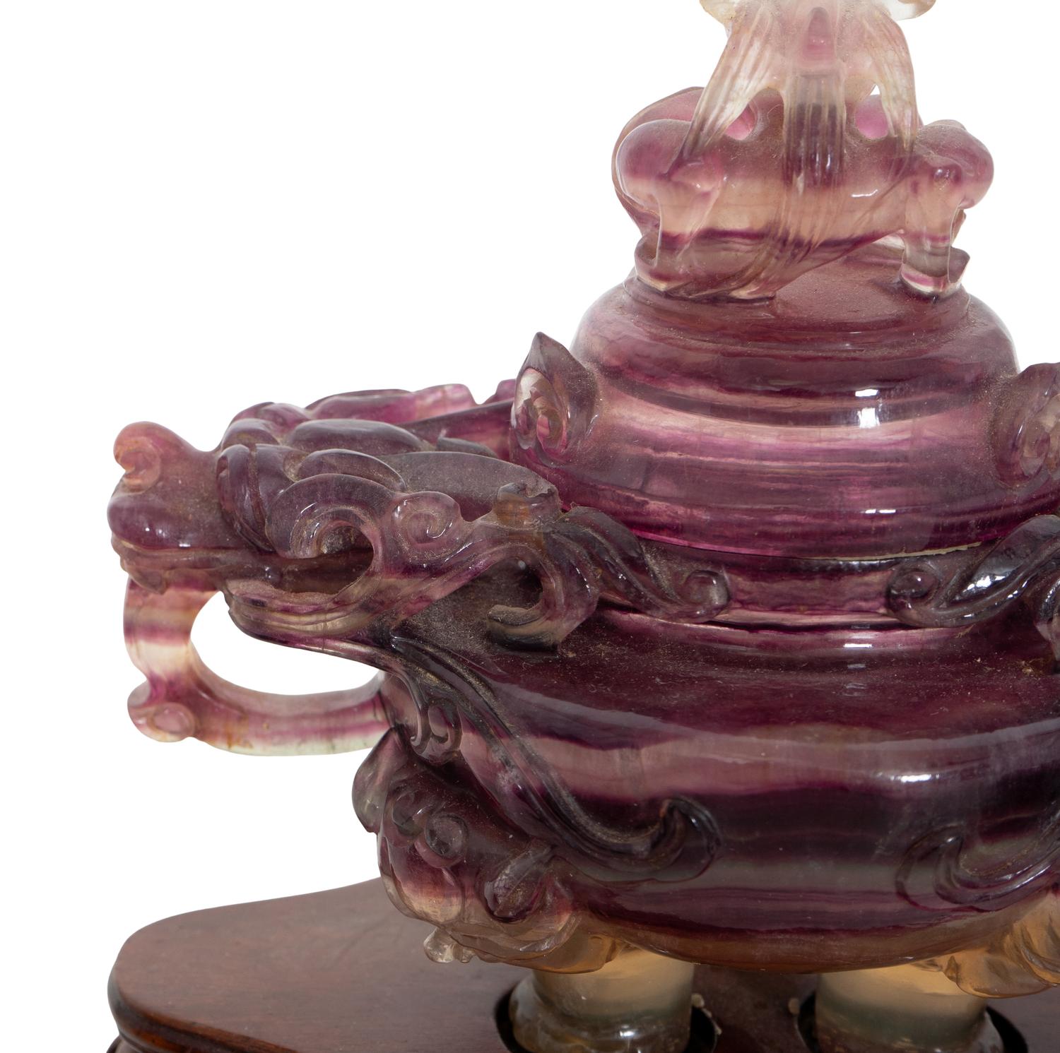 A Trio of Chinese Carved Hardstone Figures on Stands