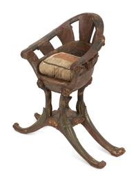 A Venetian Painted and Parcel Gilt Gondola Chair