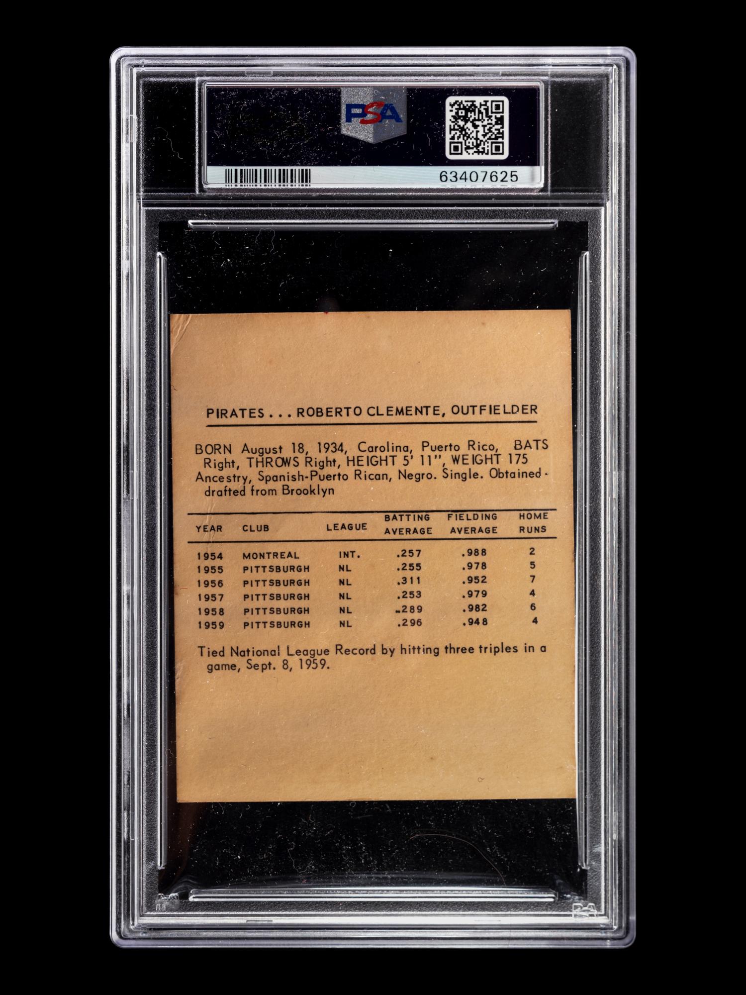 A 1960 Kahn's Weiners Roberto Clemente Baseball Card (PSA 1)