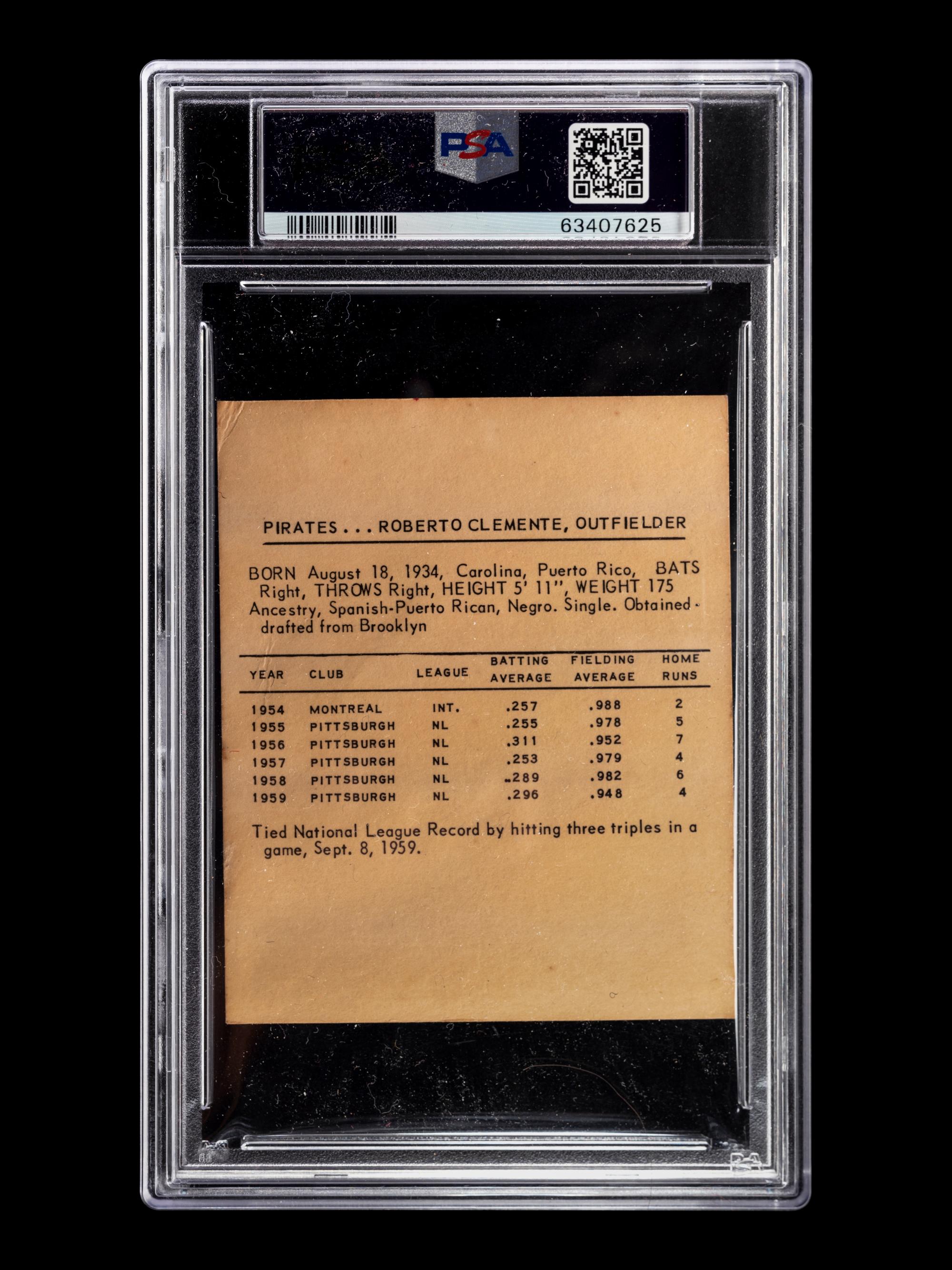 A 1960 Kahn's Weiners Roberto Clemente Baseball Card (PSA 1)