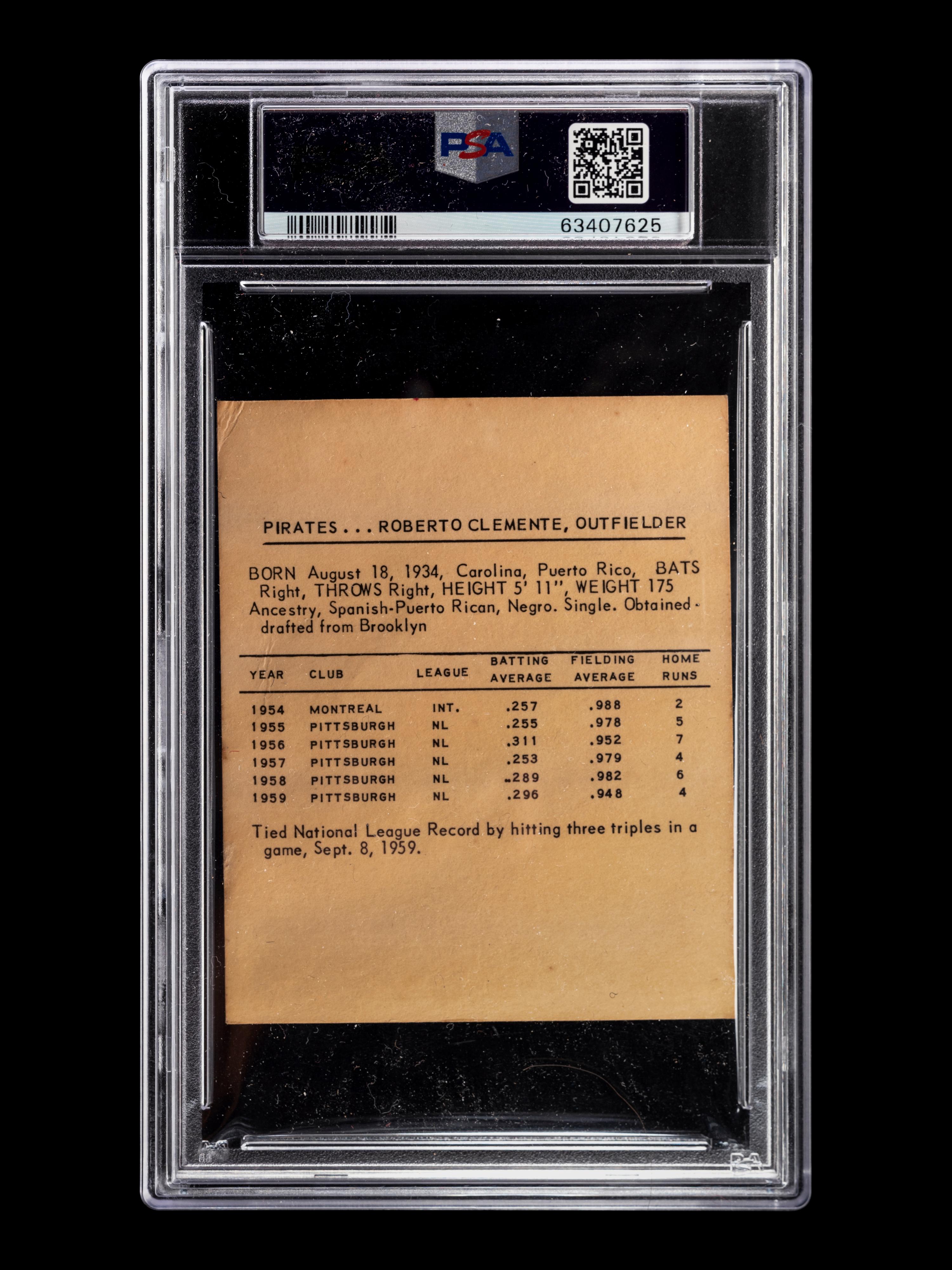 A 1960 Kahn's Weiners Roberto Clemente Baseball Card (PSA 1)