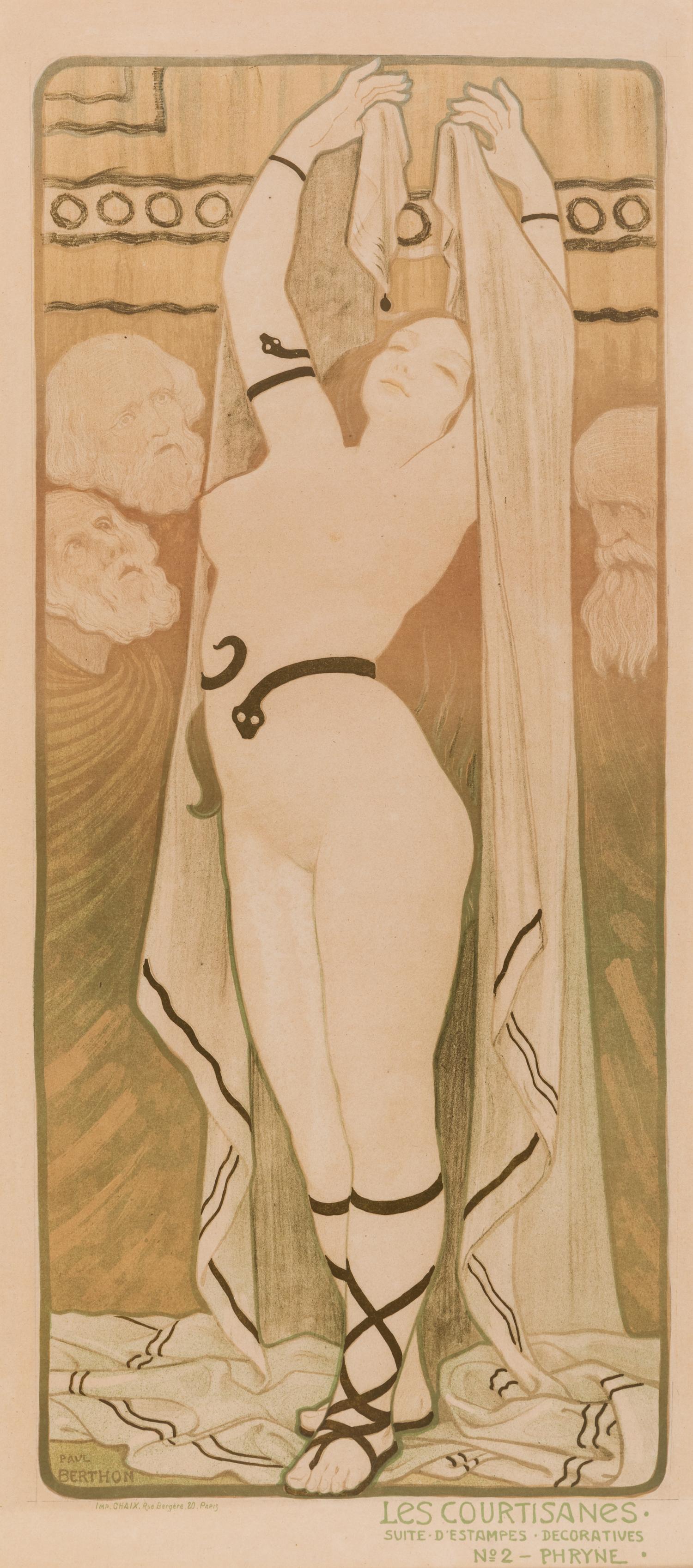 Paul Berthon, (French, 1872-1909), A group of three works: Les Courtisanes, Woman with Iris, and Le Livre de Magda (poésie par Armand S