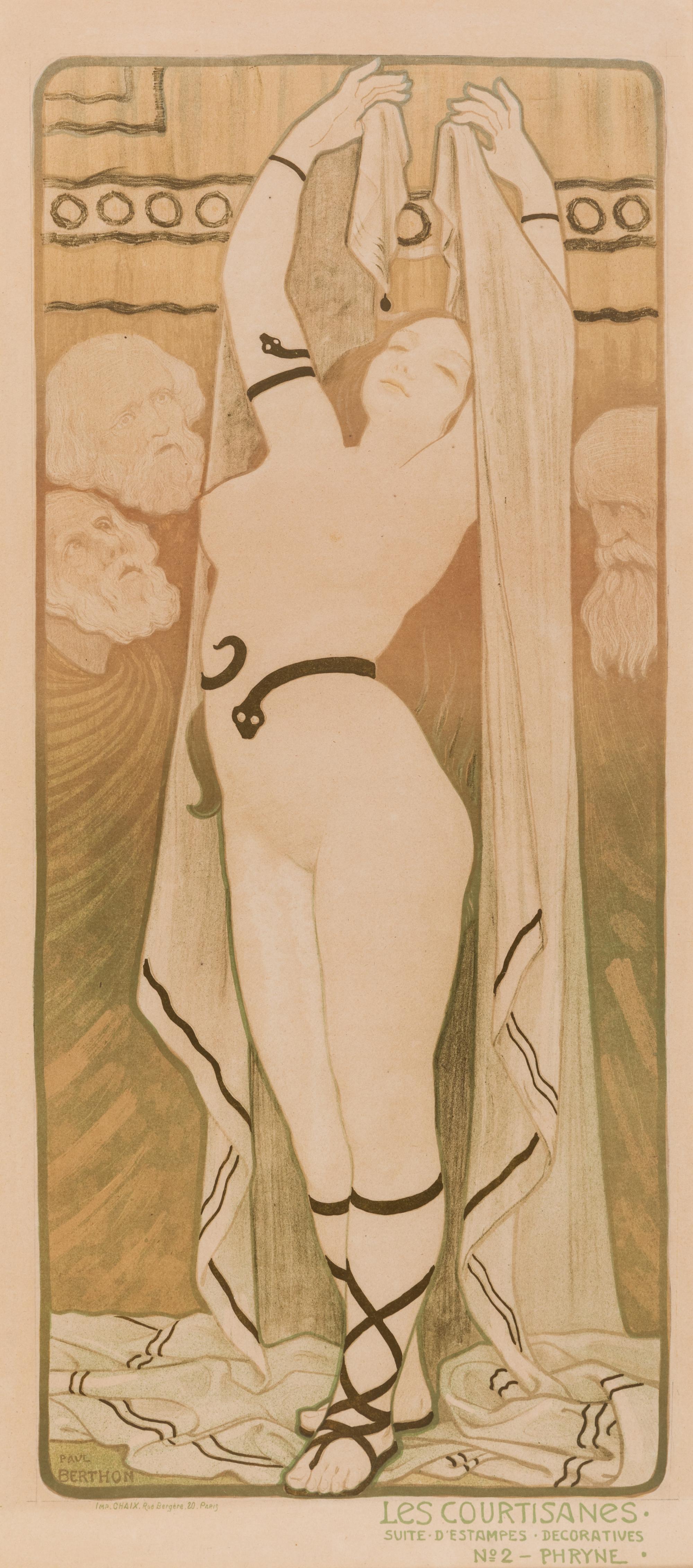Paul Berthon, (French, 1872-1909), A group of three works: Les Courtisanes, Woman with Iris, and Le Livre de Magda (poésie par Armand S