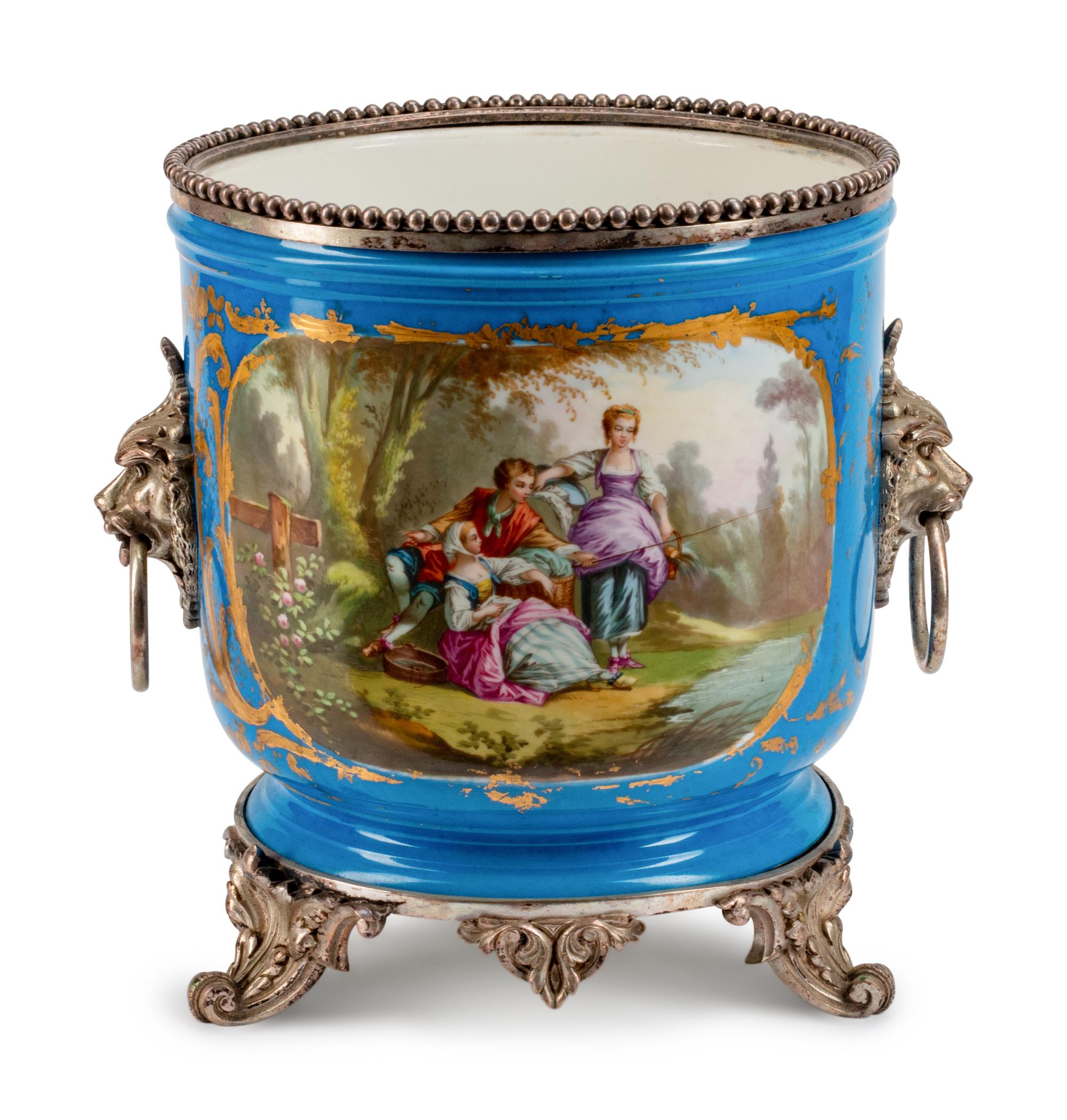 A Silvered Bronze-Mounted Sèvres Style Porcelain Jardinière — LATE 19TH CENTURY