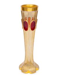 A Bohemian Parcel-Gilt Cut Glass Vase