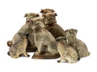 A Group of Staffordshire and Other Models of Pugs