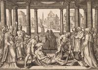 A group of five prints ( Descent from the Cross; The Raising of Tabitha, c. 1550; Untitled (A Saint's Blessing); Untitled (Benediction); Untitled (Saint in a Crowd), c. 1540)