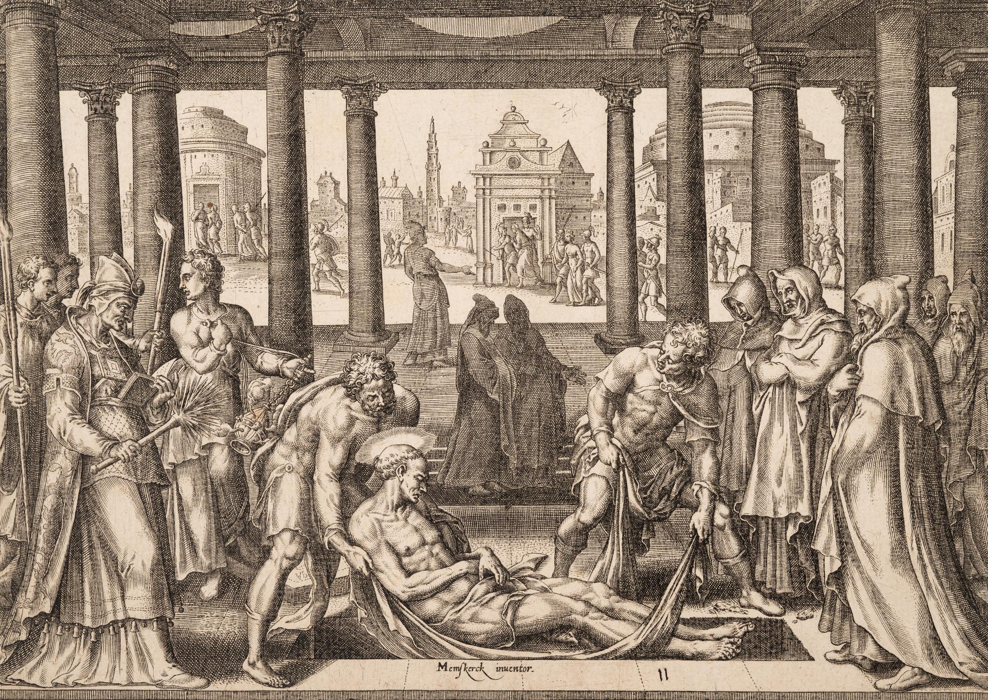 A group of five prints ( Descent from the Cross; The Raising of Tabitha, c. 1550; Untitled (A Saint's Blessing); Untitled (Benediction); Untitled (Saint in a Crowd), c. 1540)