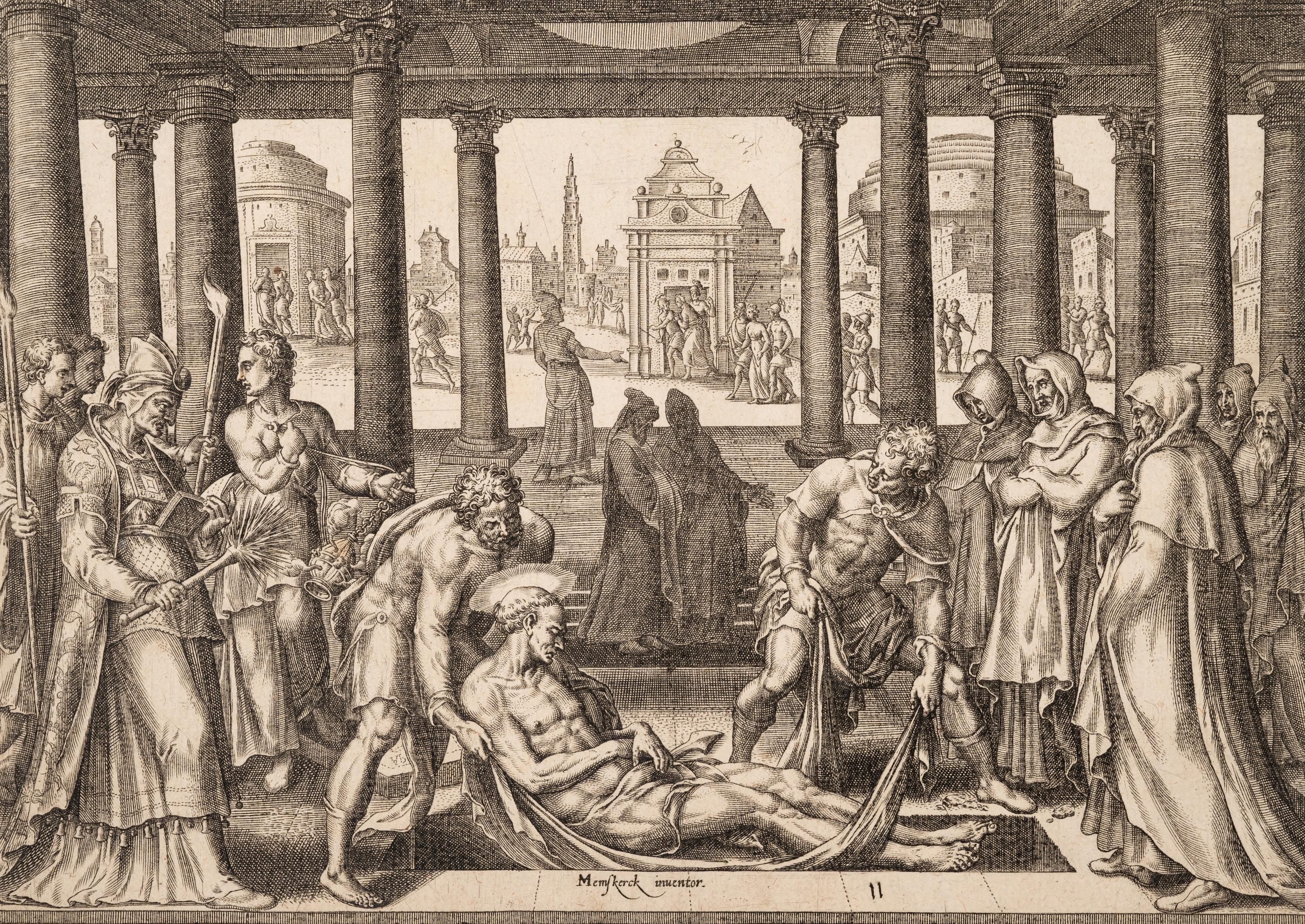A group of five prints ( Descent from the Cross; The Raising of Tabitha, c. 1550; Untitled (A Saint's Blessing); Untitled (Benediction); Untitled (Saint in a Crowd), c. 1540)