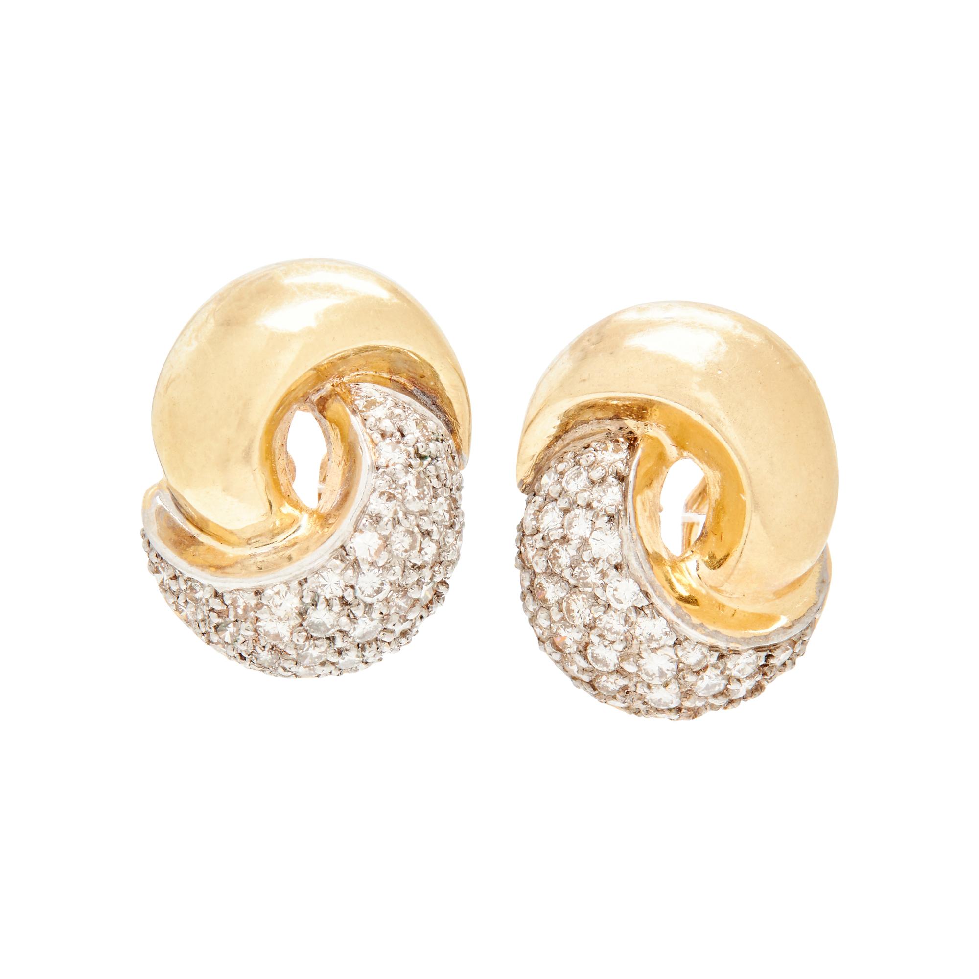 BICOLOR GOLD AND DIAMOND CLIP EARRINGS
