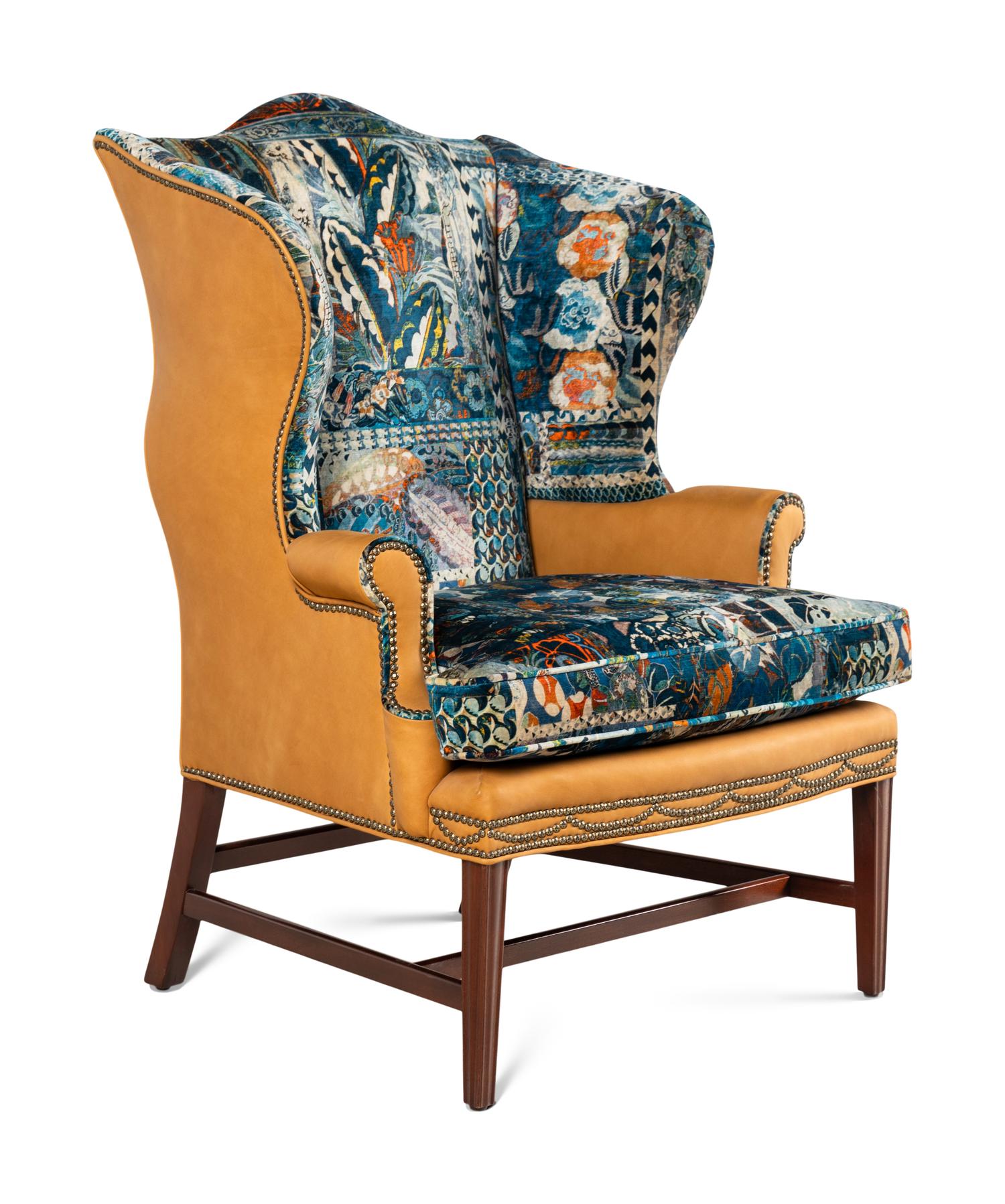 A Baker Upholstered Wingback Armchair