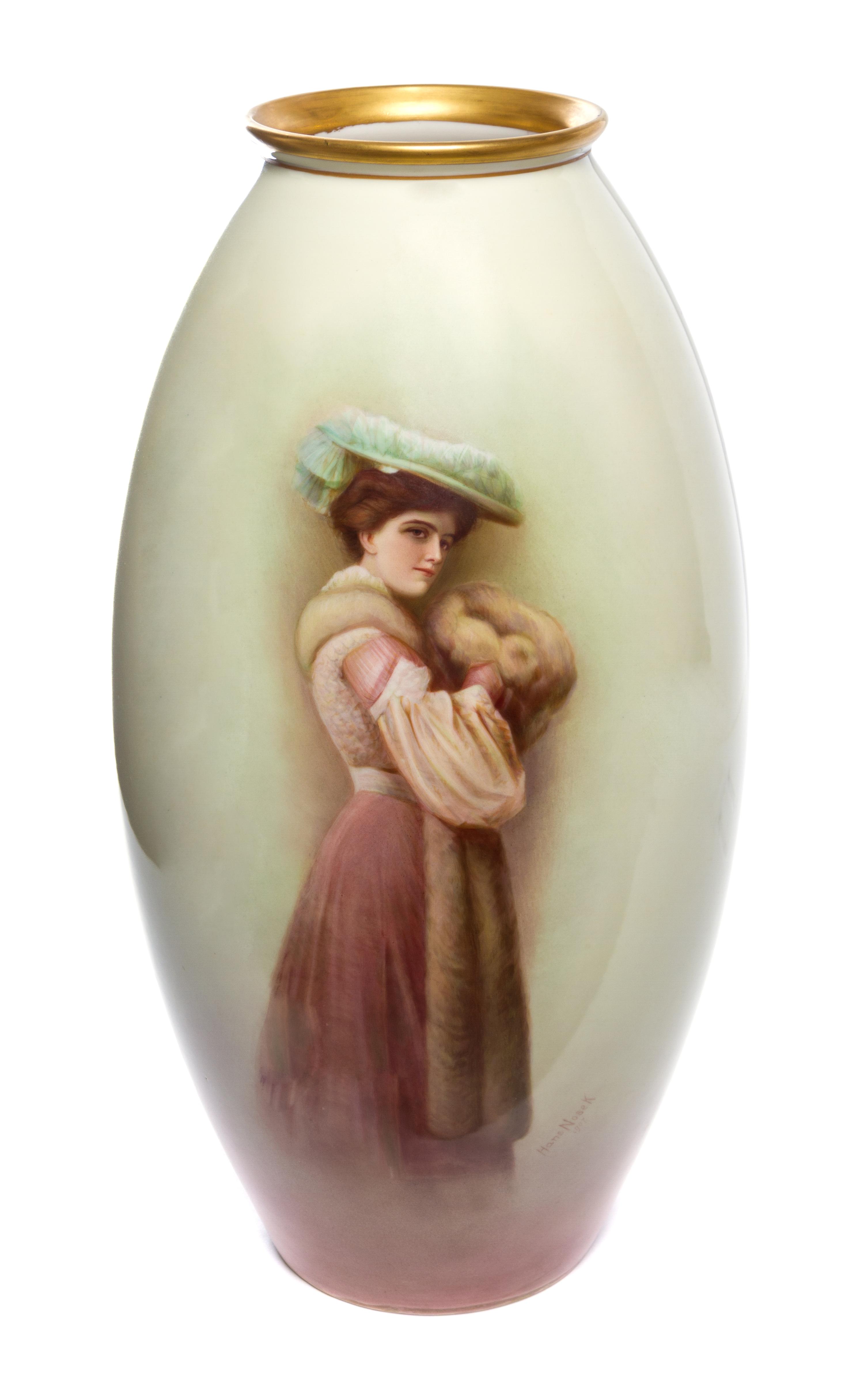 A Belleek Willets Porcelain Vase Height 18 1/2 inches. — HANS NOSEK, EARLY 20TH CENTURY