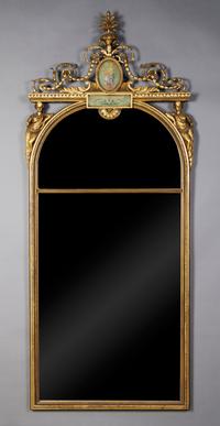 A Giltwood Adam Style Pier Mirror, Height 71 x 28 1/4 inches.