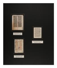 [MANUSCRIPT LEAVES -- BIBLES]. A group of 3 manuscript leaves on vellum, matted together, comprising:
