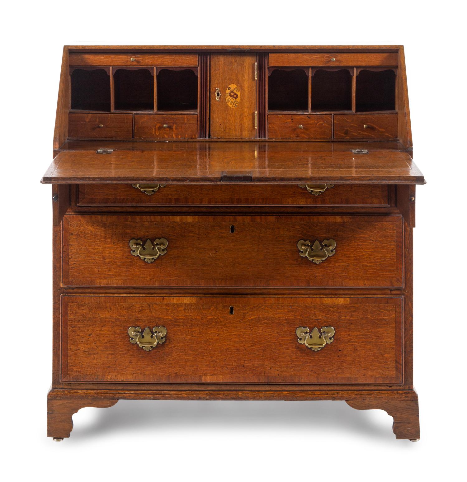 A George III Oak Slant-Front Bureau