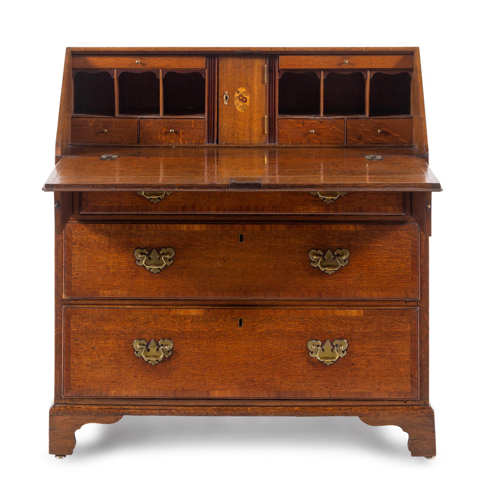 A George III Oak Slant-Front Bureau