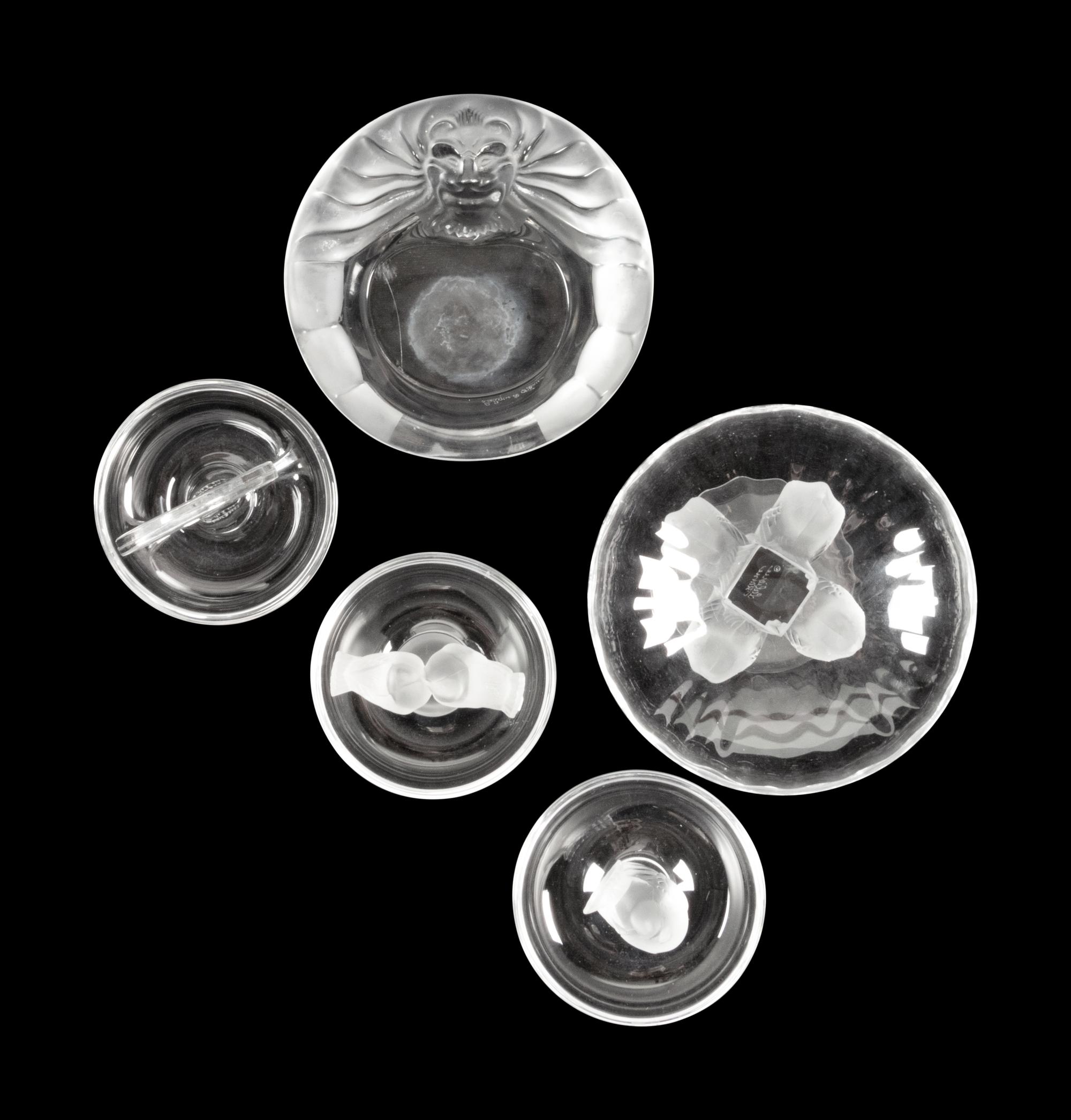 A Group of Five Lalique Table Articles
