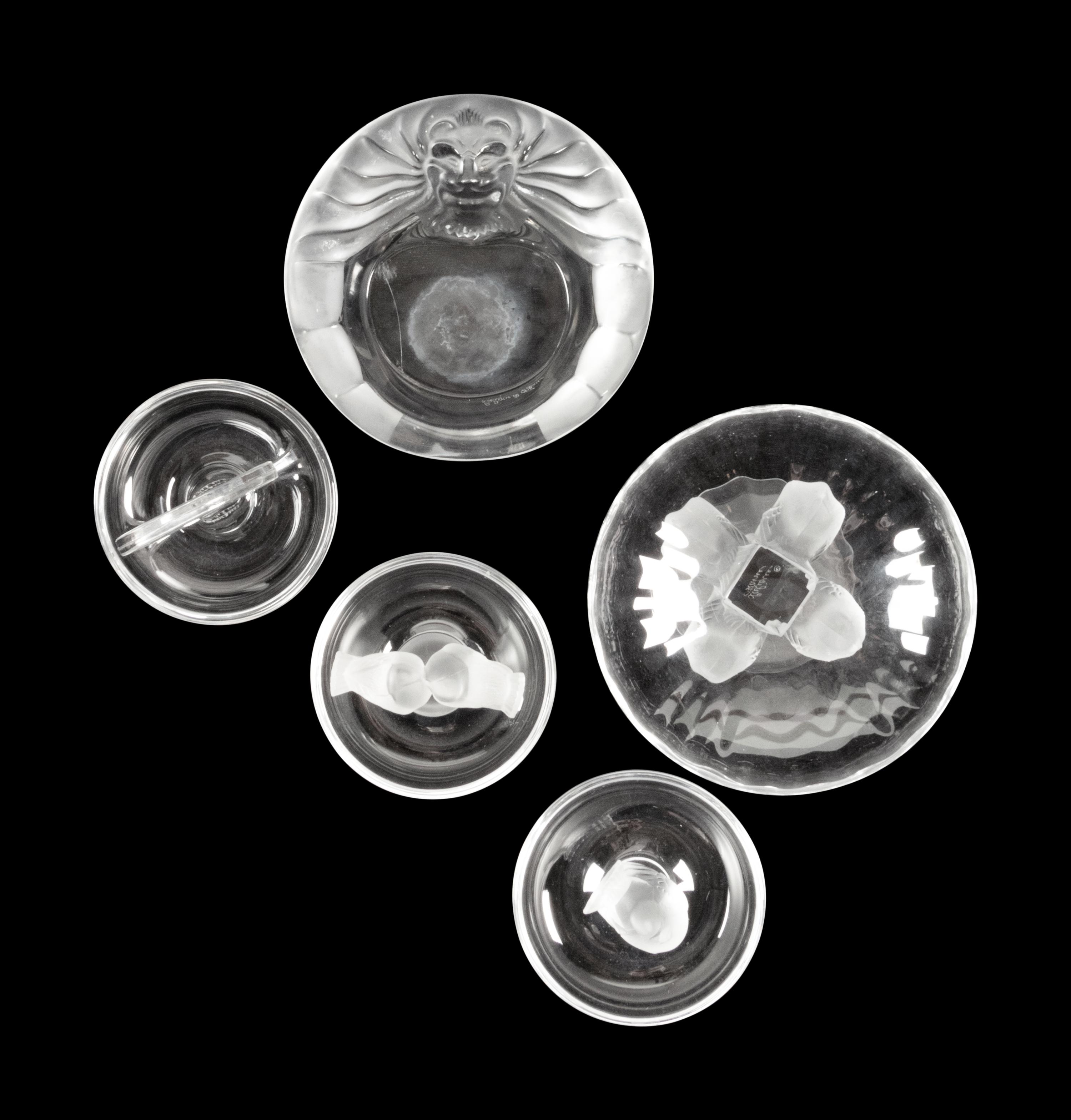 A Group of Five Lalique Table Articles