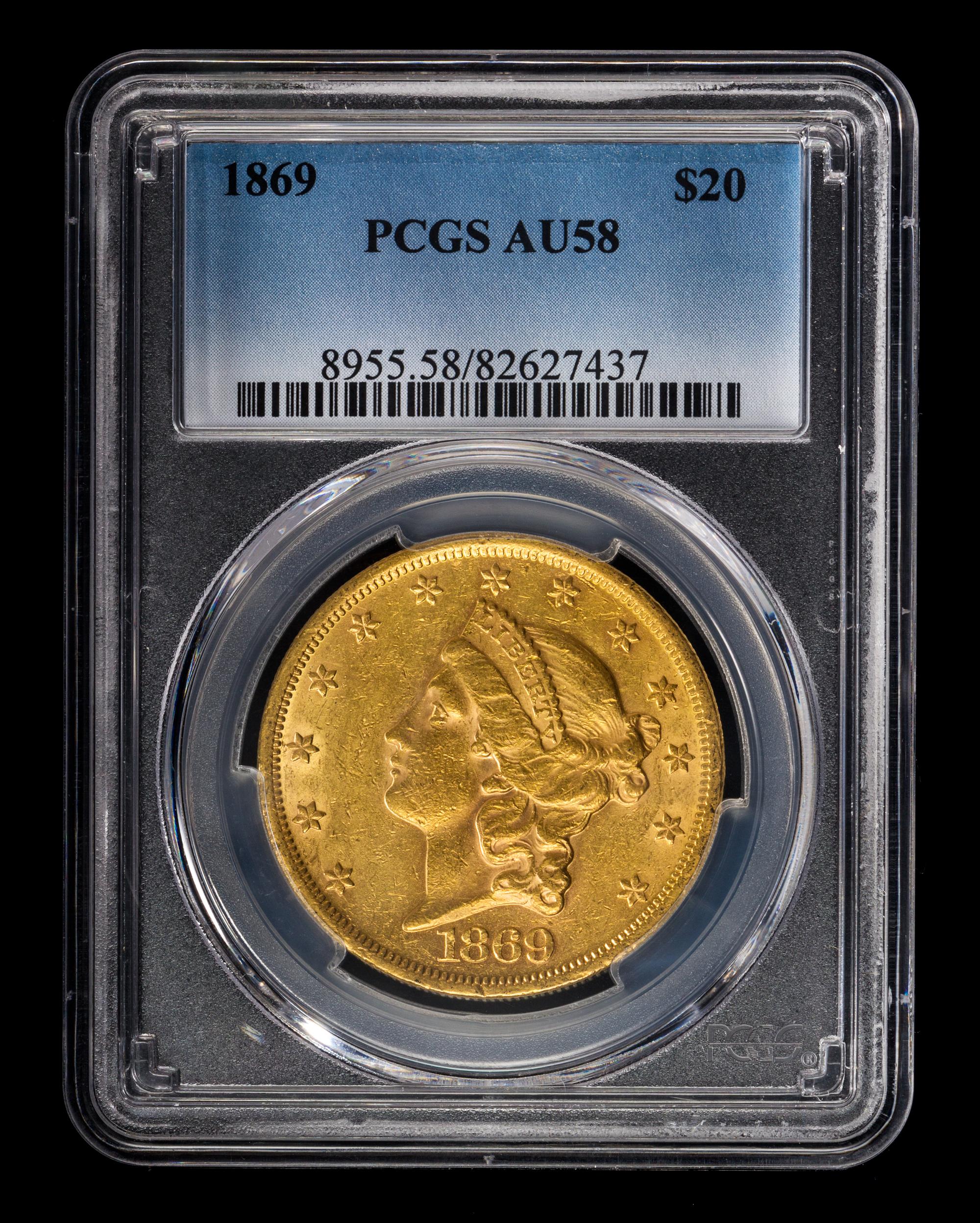 A United States 1869 Liberty Head $20 Gold Coin