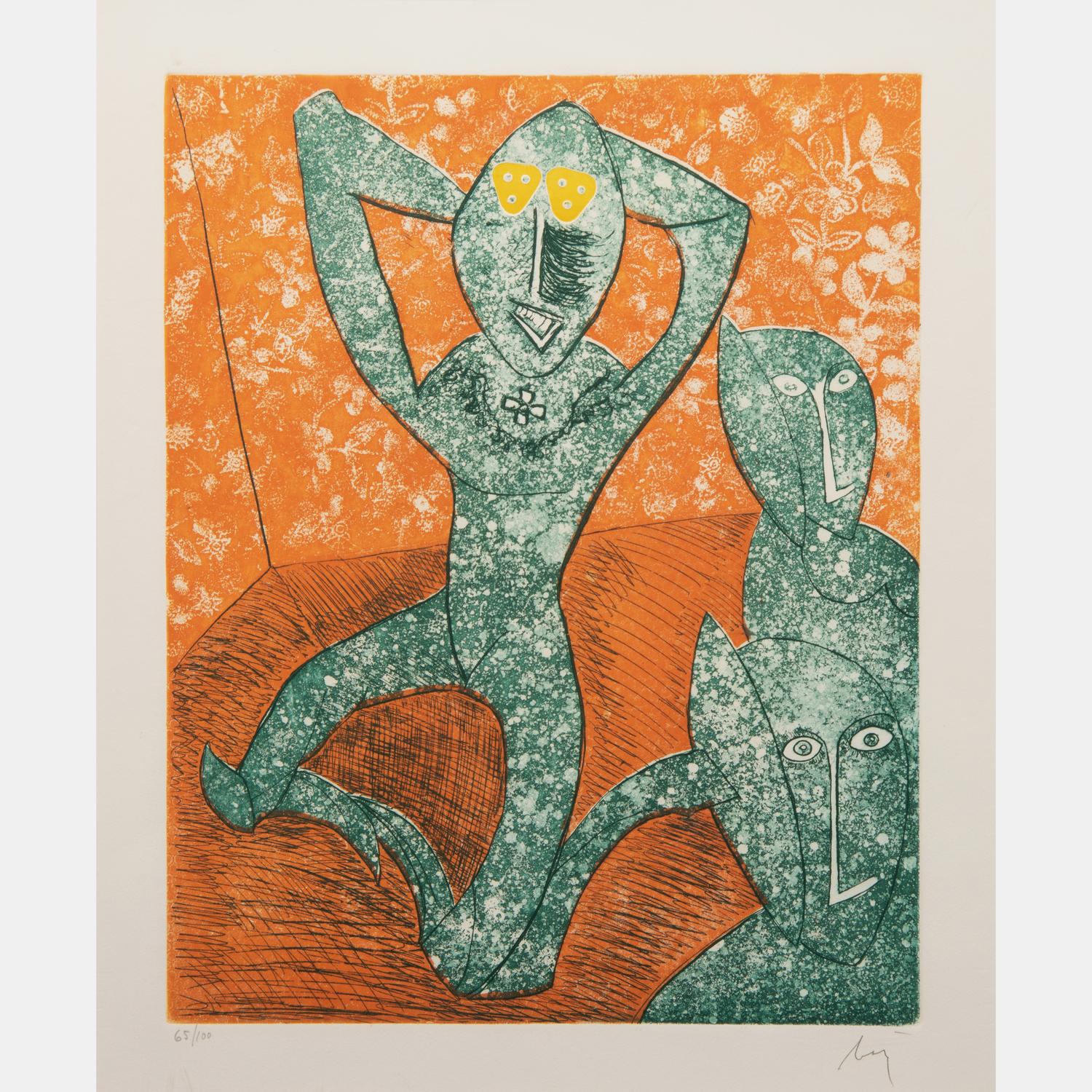 Pecheur sur la plage and Baj chez Picasso 11 (a pair of works), 1962 and 1969