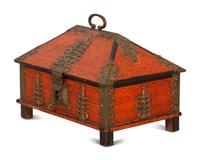 An Indian Painted Wood Table Casket