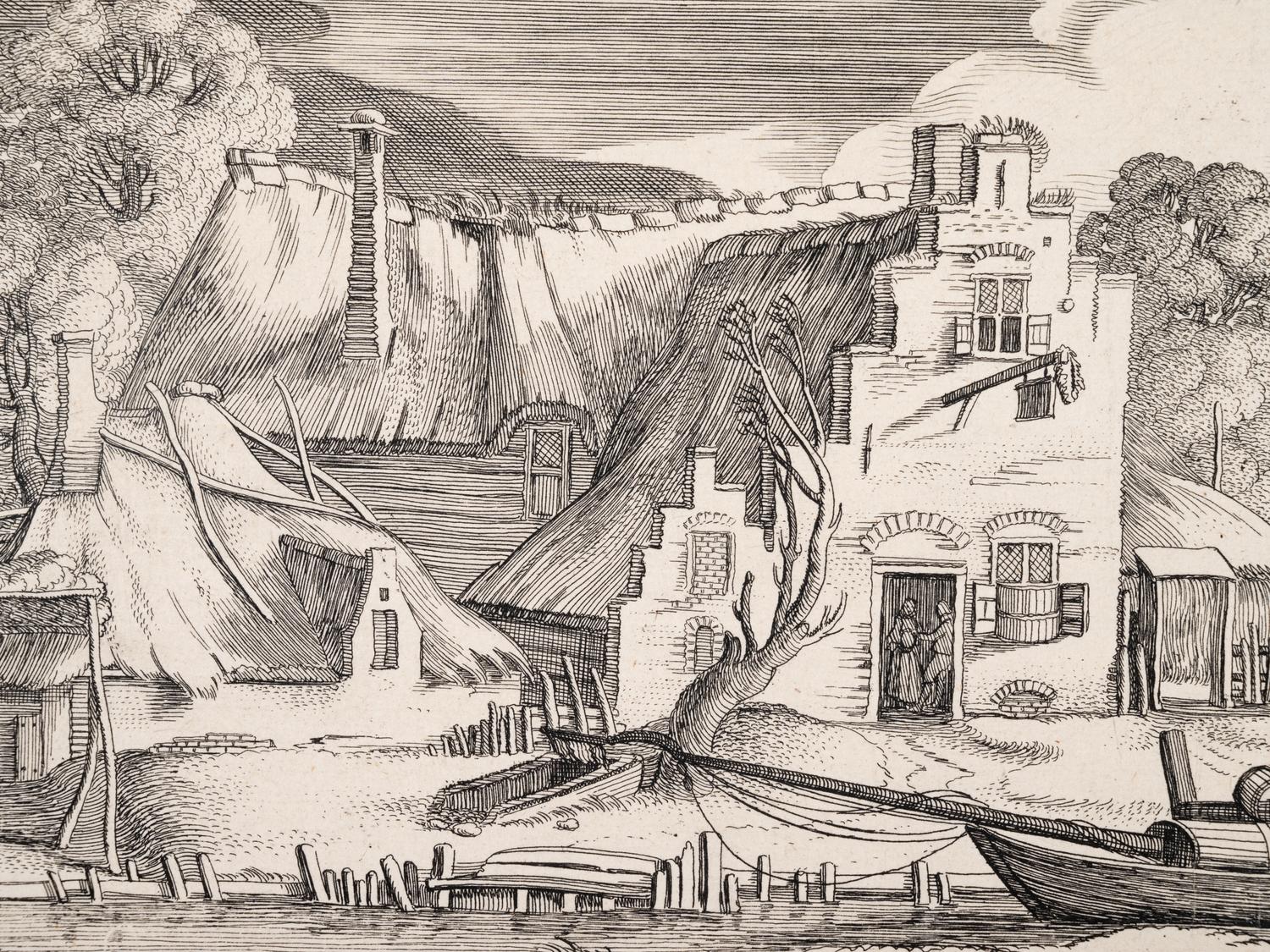 A group of five prints ( The Brewery by a Frozen Canal; The Repast Under the Tent; The Village Gateway; Untitled (Archway Over the Road); Untitled (View of a Walled Town) )