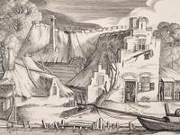 A group of five prints ( The Brewery by a Frozen Canal; The Repast Under the Tent; The Village Gateway; Untitled (Archway Over the Road); Untitled (View of a Walled Town) )
