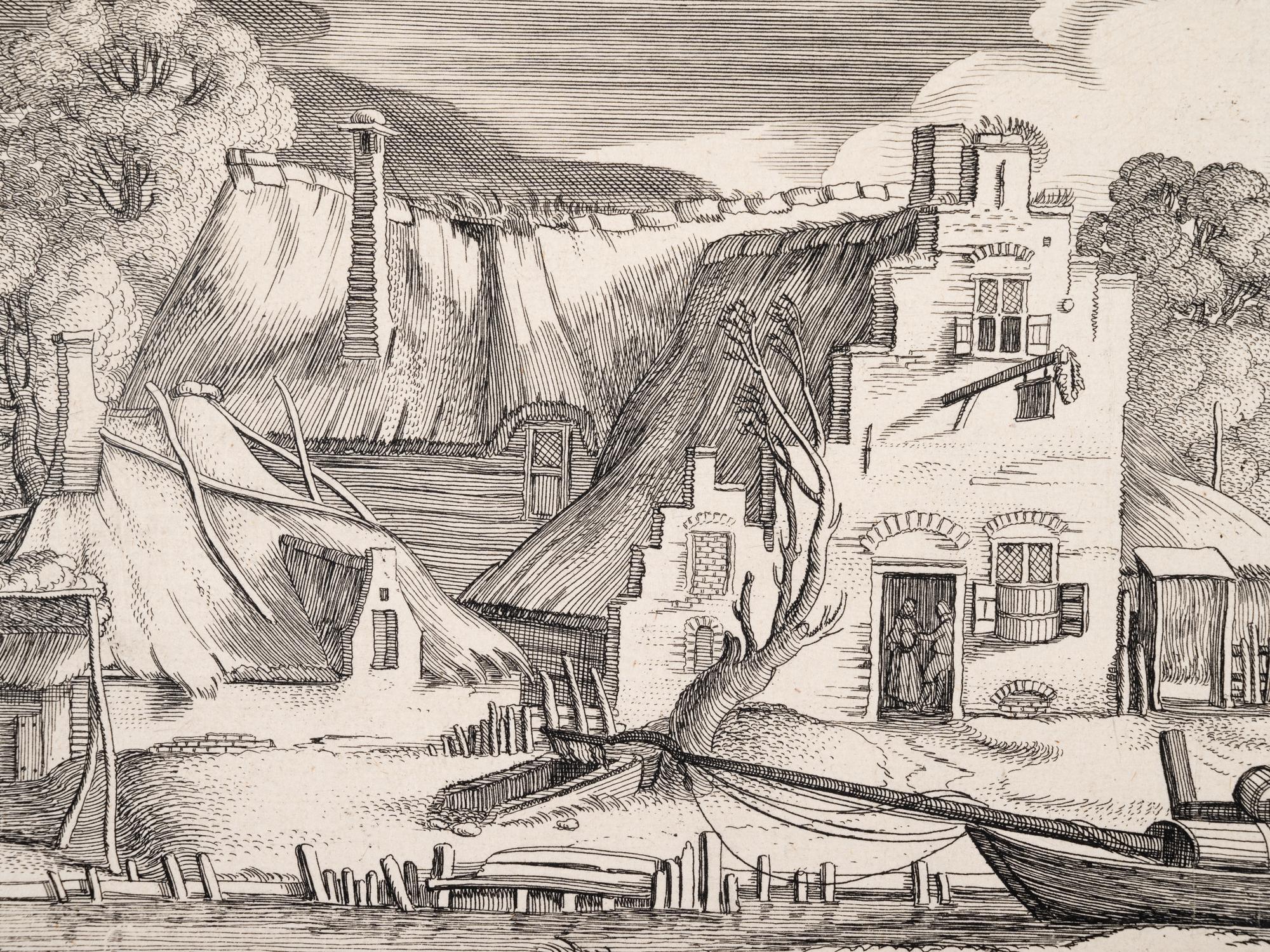 A group of five prints ( The Brewery by a Frozen Canal; The Repast Under the Tent; The Village Gateway; Untitled (Archway Over the Road); Untitled (View of a Walled Town) )