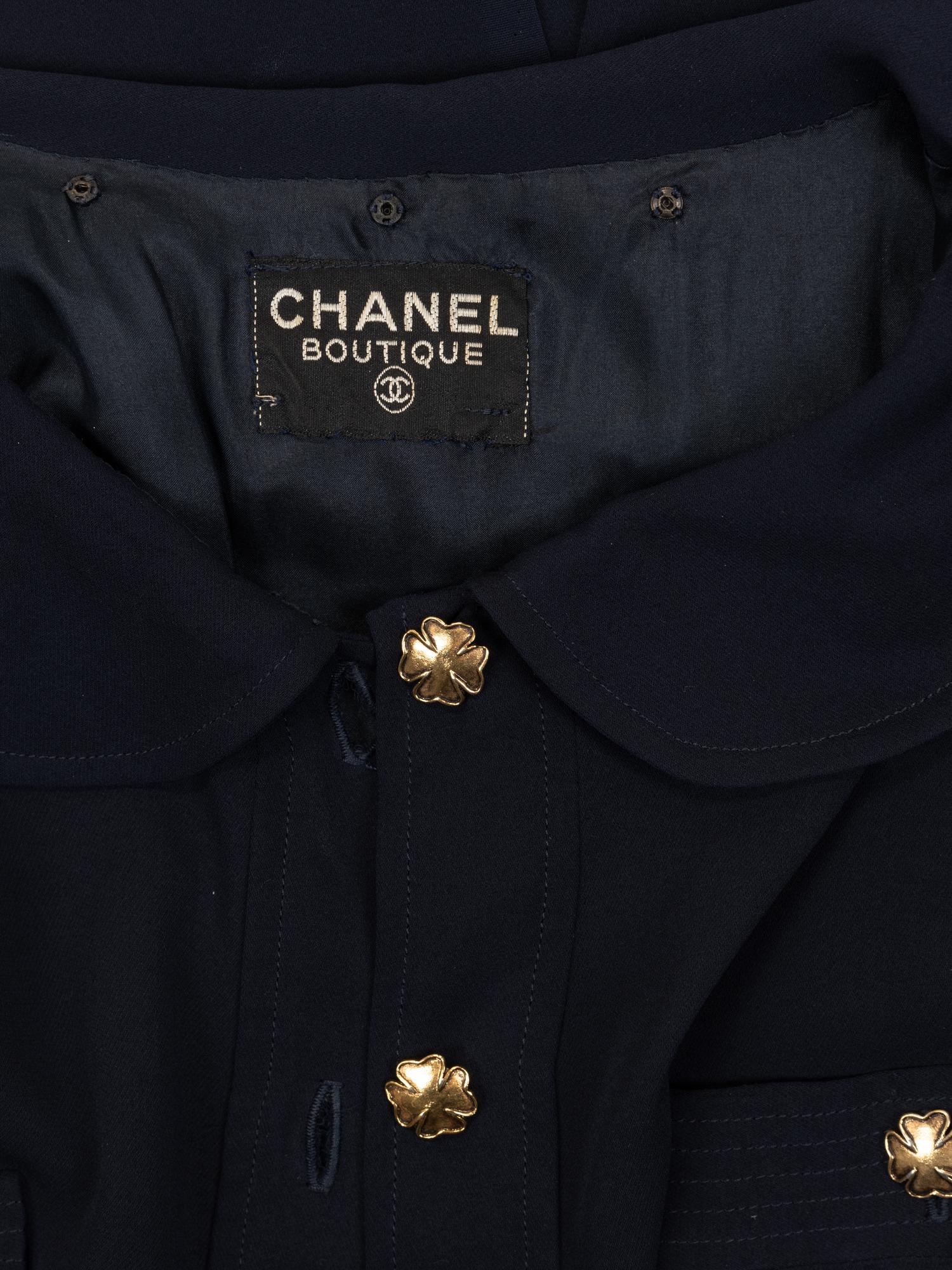Chanel Silk Dress with Bloused Top, 1980s