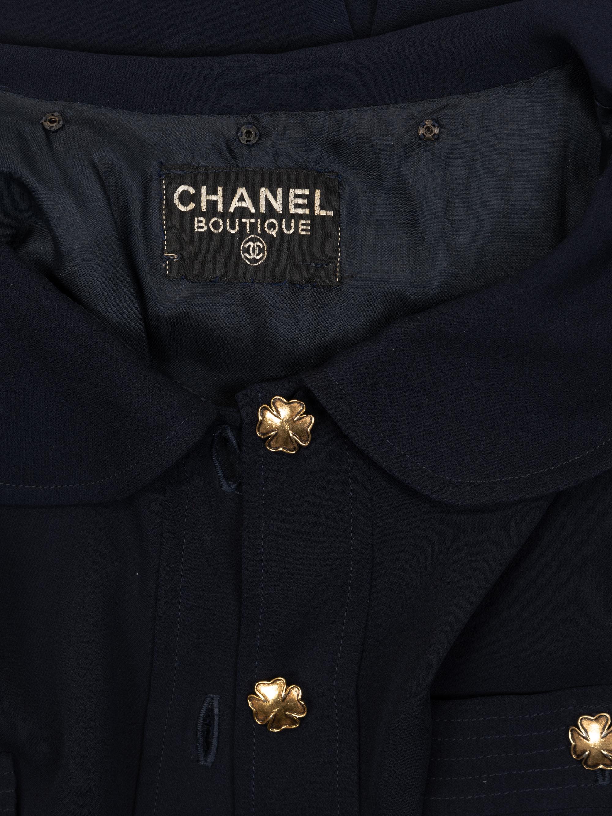 Chanel Silk Dress with Bloused Top, 1980s