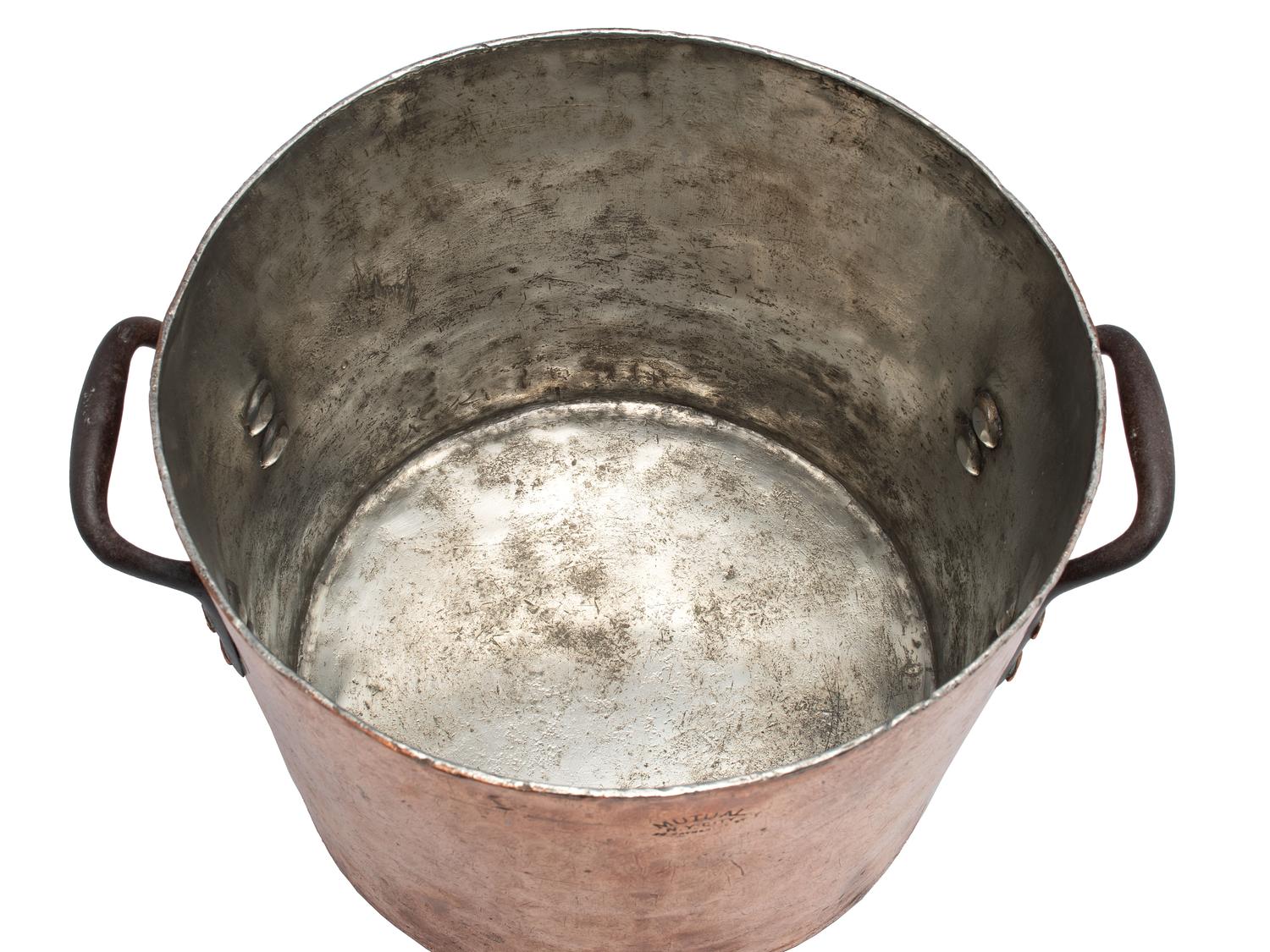 An American Copper Stock Pot with Iron Handles
