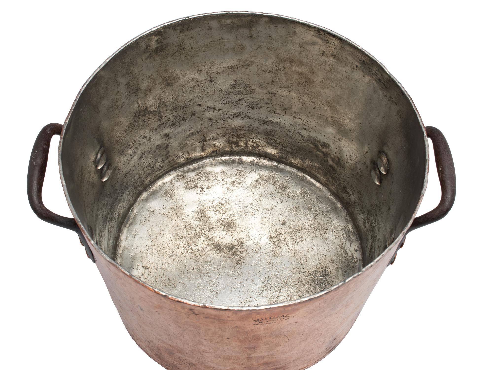 An American Copper Stock Pot with Iron Handles