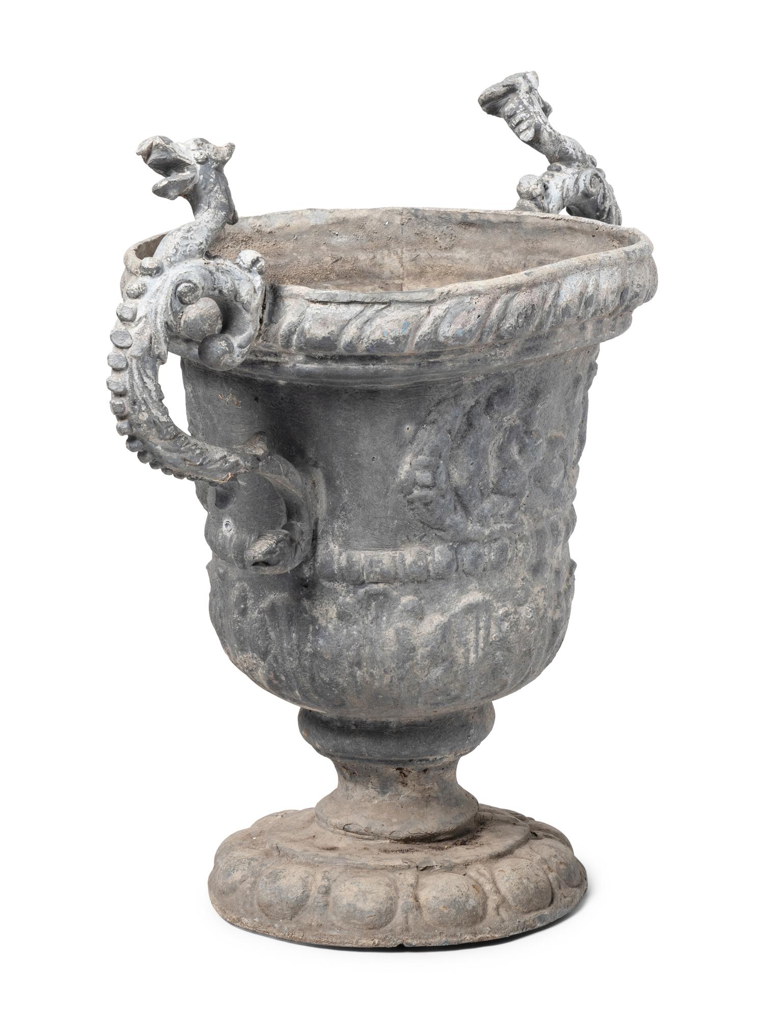 A Group of Six Cast Metal Campagna-Form Jardinières