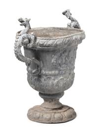 A Group of Six Cast Metal Campagna-Form Jardinières