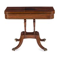 A Regency Rosewood and Brass Inlaid Game Table