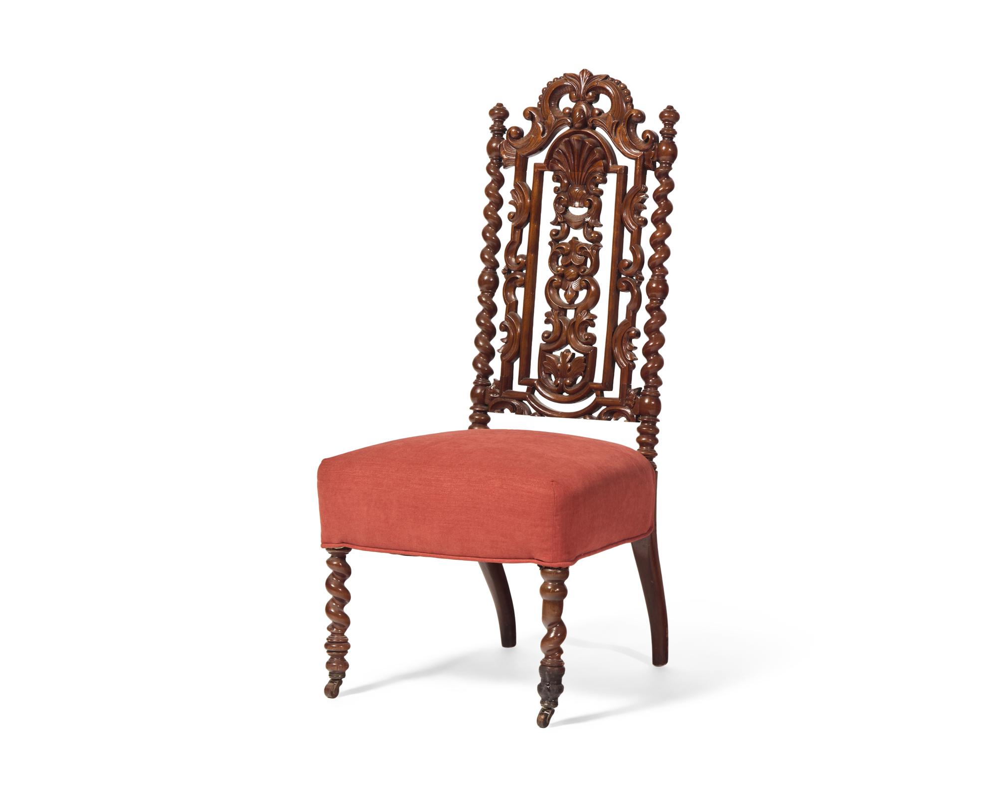 A Renaissance Revival Carved Walnut Side Chair