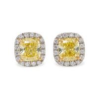 TIFFANY & CO., 'SOLESTE' FANCY INTENSE YELLOW DIAMOND AND DIAMOND STUD EARRINGS