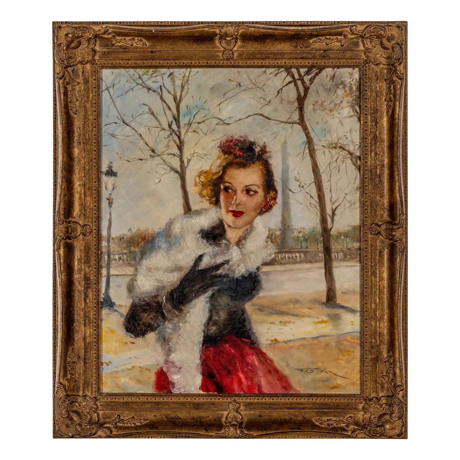 Pál Fried (Hungarian, 1893–1976) — Young Woman in Fur and Black Blouse