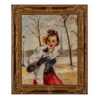 Pál Fried (Hungarian, 1893–1976) — Young Woman in Fur and Black Blouse