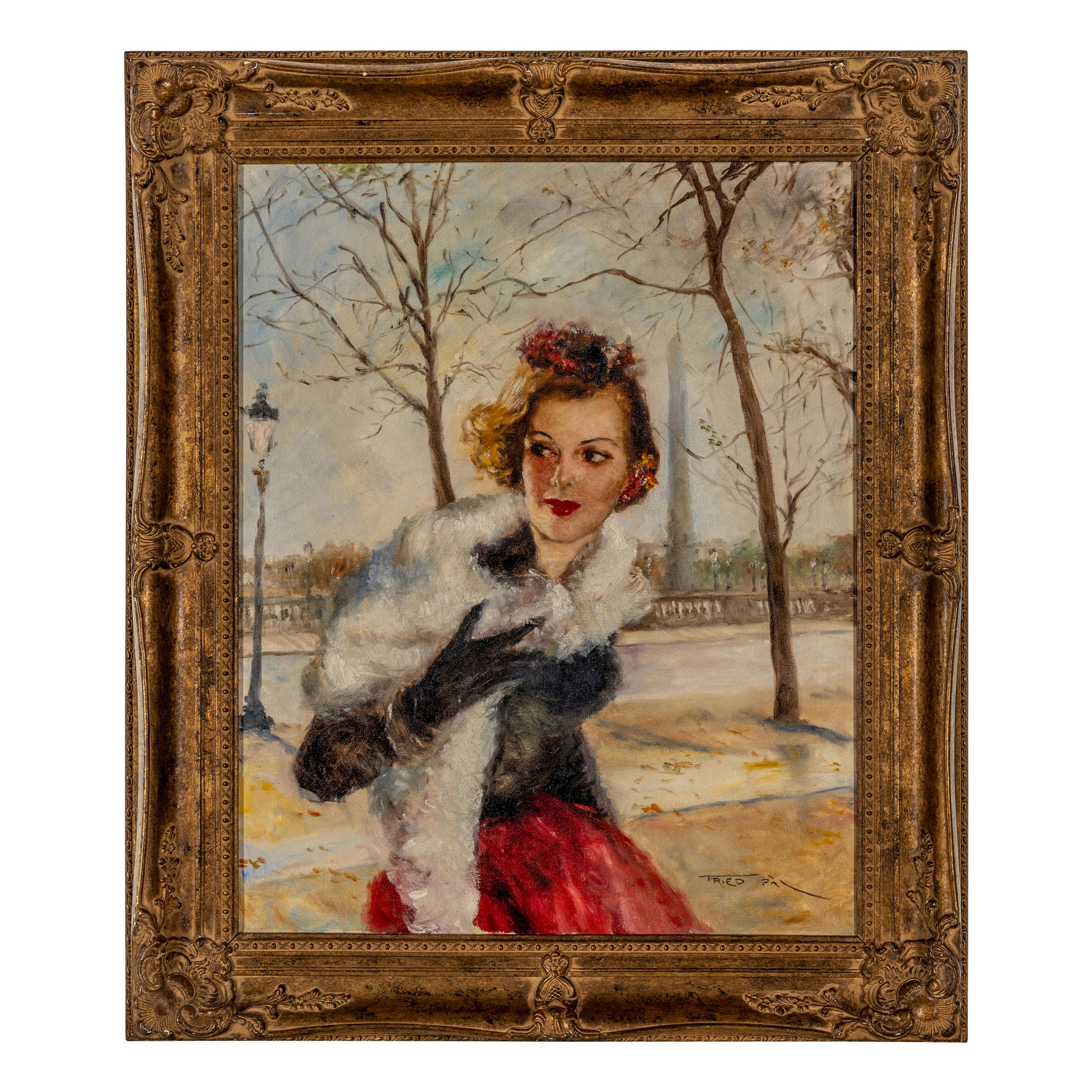Pál Fried (Hungarian, 1893–1976) — Young Woman in Fur and Black Blouse