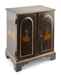 A George III Japanned Jewelry Cabinet