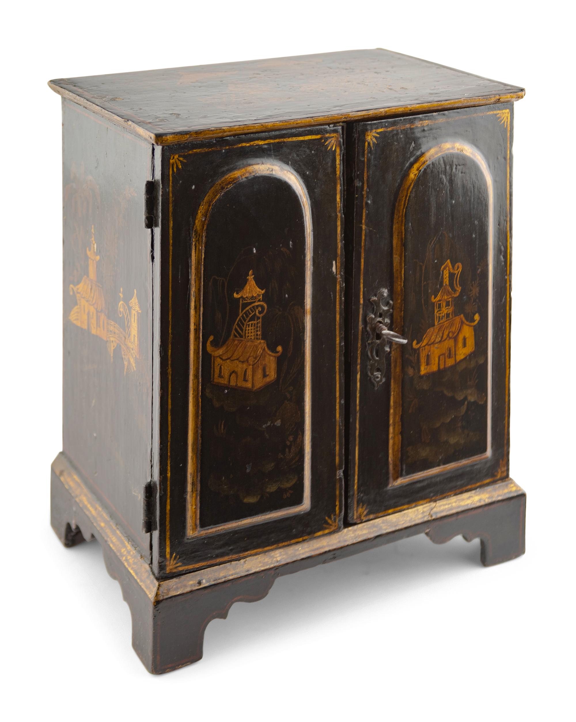 A George III Japanned Jewelry Cabinet