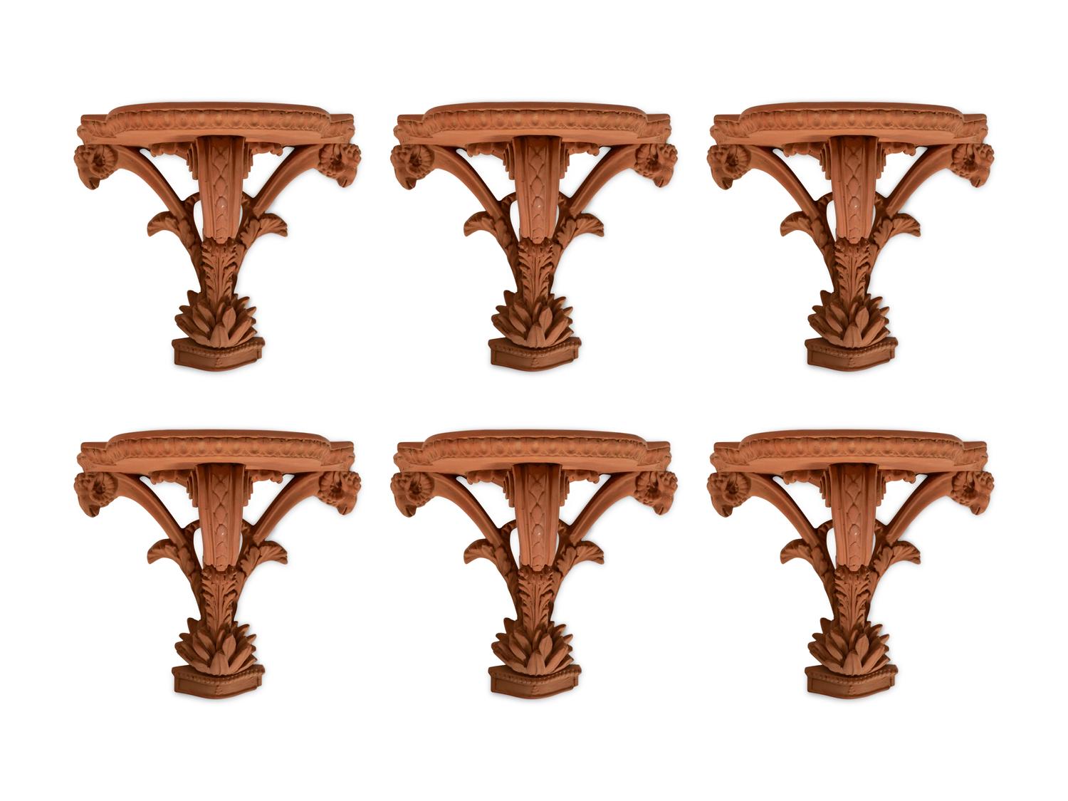A Set of Six Terracotta Wall Brackets