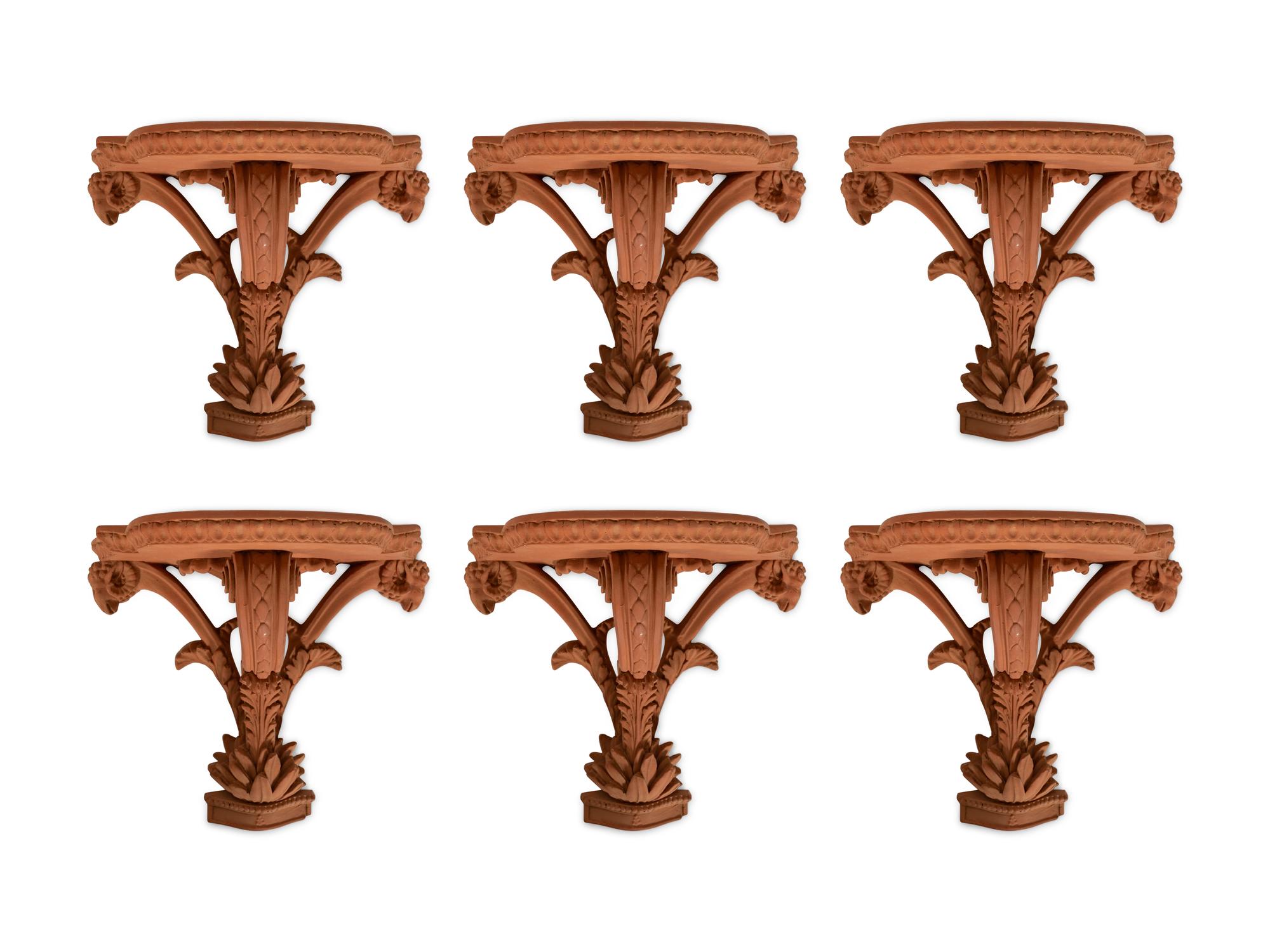 A Set of Six Terracotta Wall Brackets